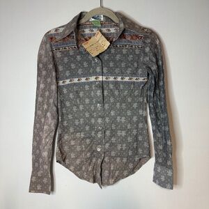 NWT Vintage 1970s Jonathan Martin Button Up Shirt Blouse Large Collar